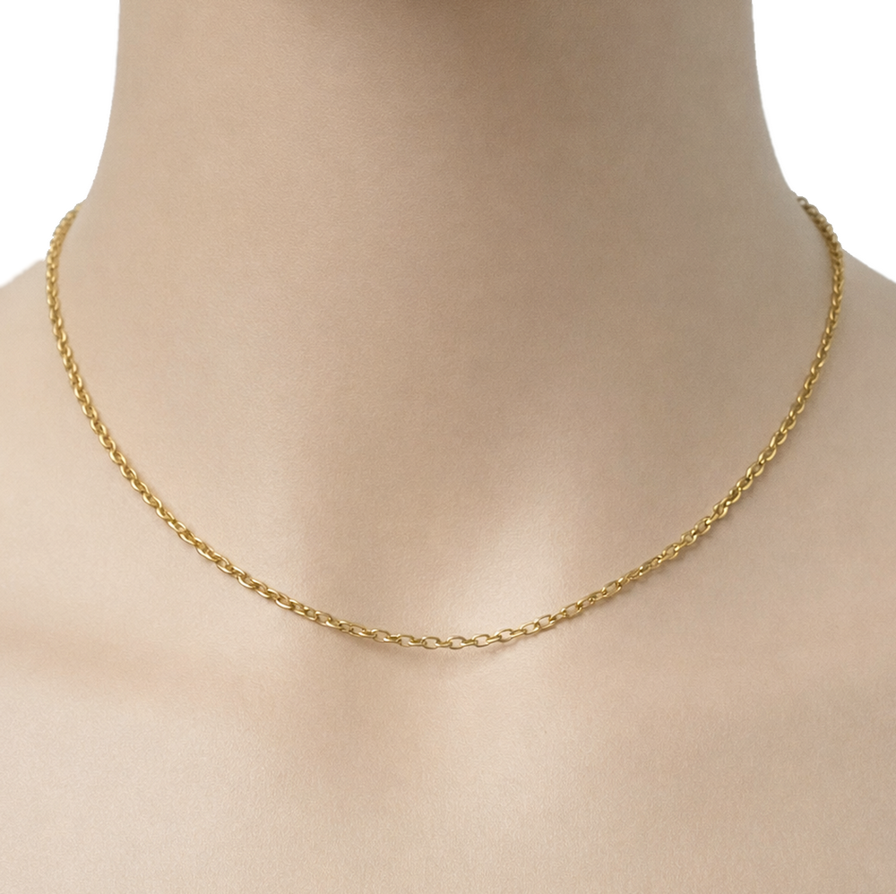 Collier Chaîne Fine 1,5mm en Acier Inoxydable Doré 18K  - 45cm Long