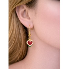 Breloque Pastèque Coeur en Émail Métal Doré 13x11mm