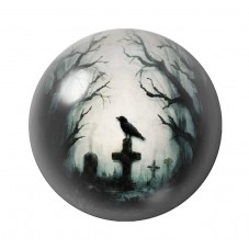 Cabochon en Verre Illustré Corbeau Lune Gothique 12 à 25mm pour la Création de Bijoux Fantaisie - DIY