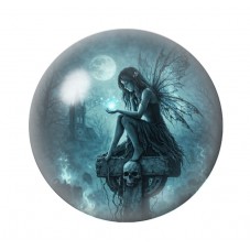 Cabochon en Verre Illustré Fée Croix Crâne Gothique 12 à 25mm pour la Création de Bijoux Fantaisie - DIY