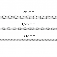 10 Mètres de Chaine à Mailles en Acier Inoxydable Argenté 2x3mm, 1.5x2mm, 1x1.5mm pour la Création de Bijoux Fantaisie - DIY