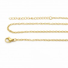 Collier Chaîne à Mailles 2x3mm en Acier Inoxydable Doré - 45cm Long