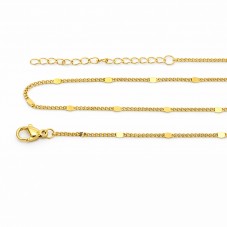 Collier Chaîne Fine à Mailles Gourmette avec Pastilles 1.5mm en Acier Inoxydable Doré - 45cm Long