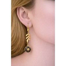 1 Paire de Support Boucle d'Oreille Feuilles en Acier Inoxydable Doré pour Cabochon 10mm