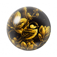 Cabochon en Verre Illustré Oiseau Noir et Or 12 à 25mm  pour la Création de Bijoux Fantaisie - DIY