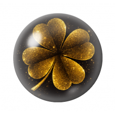 Cabochon en Verre Illustré  Trèfle à Quatre Feuilles Noir et Or 12 à 25mm  pour la Création de Bijoux Fantaisie - DIY