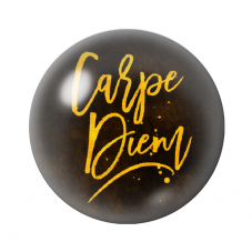 Cabochon en Verre Illustré "Carpe Diem" Noir et Or 12 à 25mm  pour la Création de Bijoux Fantaisie - DIY