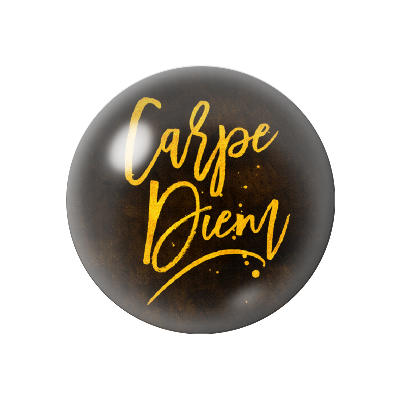 Cabochon en Verre Illustré "Carpe Diem" Noir et Or 12 à 25mm