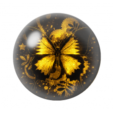 Cabochon en Verre Illustré Papillon Noir et Or 12 à 25mm  pour la Création de Bijoux Fantaisie - DIY