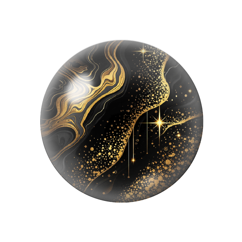 Cabochon en Verre Illustré Noir et Or 12 à 25mm