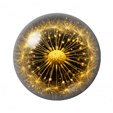 Cabochon en Verre Illustré Pissenlit Noir et Or 12 à 25mm  pour la Création de Bijoux Fantaisie - DIY