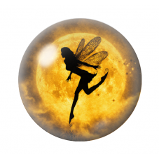 Cabochon en Verre Illustré Fée Noir et Or 12 à 25mm  pour la Création de Bijoux Fantaisie - DIY