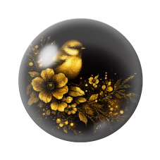 Cabochon en Verre Illustré Oiseau Noir et Or 12 à 25mm  pour la Création de Bijoux Fantaisie - DIY