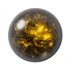 Cabochon en Verre Illustré Fleur Noir et Or 12 à 25mm  pour la Création de Bijoux Fantaisie - DIY