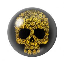 Cabochon en Verre Illustré Crâne Tête de Mort Noir et Or 12 à 25mm  pour la Création de Bijoux Fantaisie - DIY