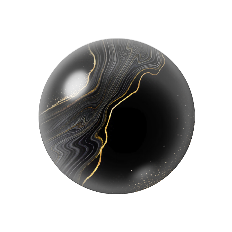 Cabochon en Verre Illustré Noir et Or 12 à 25mm