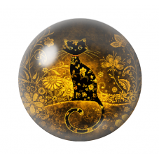 Cabochon en Verre Illustré Chat Noir et Or 12 à 25mm  pour la Création de Bijoux Fantaisie - DIY