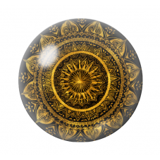 Cabochon en Verre Illustré Mandala Noir et Or 12 à 25mm  pour la Création de Bijoux Fantaisie - DIY