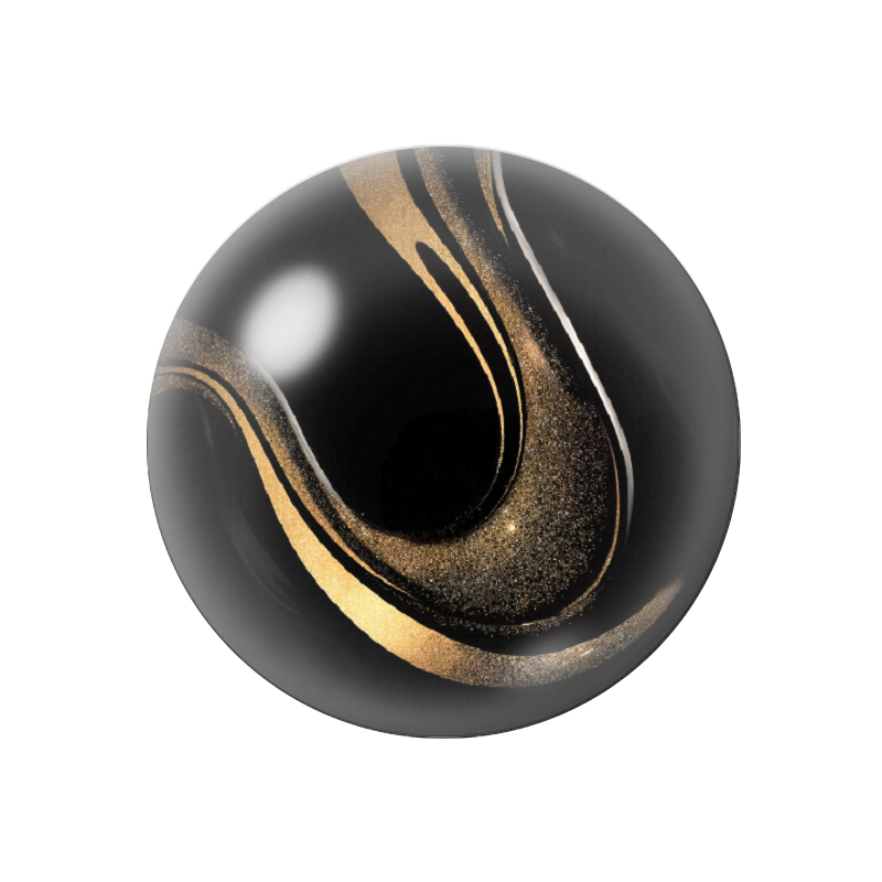 Cabochon en Verre Illustré Noir et Or 12 à 25mm