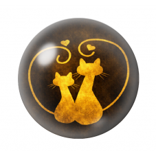 Cabochon en Verre Illustré Chats Amoureux Noir et Or 12 à 25mm  pour la Création de Bijoux Fantaisie - DIY