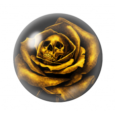 Cabochon en Verre Illustré Rose Crâne Tête de Mort Noir et Or 12 à 25mm  pour la Création de Bijoux Fantaisie - DIY