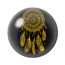 Cabochon en Verre Illustré Attrape-rêves Noir et Or 12 à 25mm  pour la Création de Bijoux Fantaisie - DIY