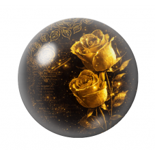 Cabochon en Verre Illustré Roses Noir et Or 12 à 25mm  pour la Création de Bijoux Fantaisie - DIY