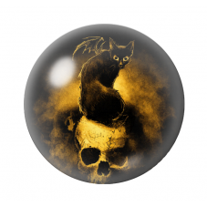 Cabochon en Verre Illustré Chat Crâne Gothique Noir et Or 12 à 25mm  pour la Création de Bijoux Fantaisie - DIY