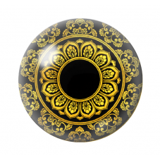 Cabochon en Verre Illustré Noir et Or 12 à 25mm  pour la Création de Bijoux Fantaisie - DIY