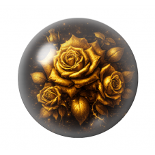 Cabochon en Verre Illustré Roses Noir et Or 12 à 25mm  pour la Création de Bijoux Fantaisie - DIY