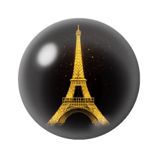 Cabochon en Verre Illustré Tour Eiffel Noir et Or 12 à 25mm  pour la Création de Bijoux Fantaisie - DIY