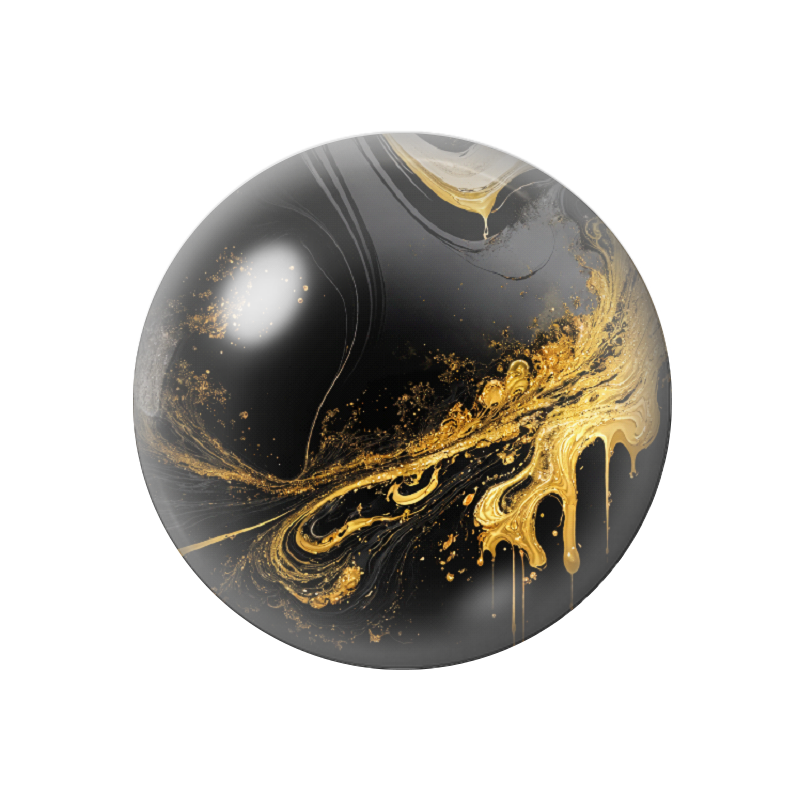 Cabochon en Verre Illustré Noir et Or 12 à 25mm