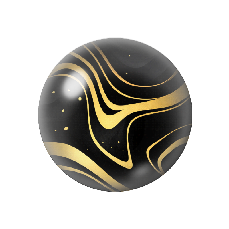 Cabochon en Verre Illustré Noir et Or 12 à 25mm