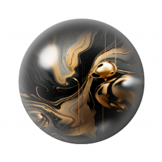 Cabochon en Verre Illustré Noir et Or 12 à 25mm  pour la Création de Bijoux Fantaisie - DIY