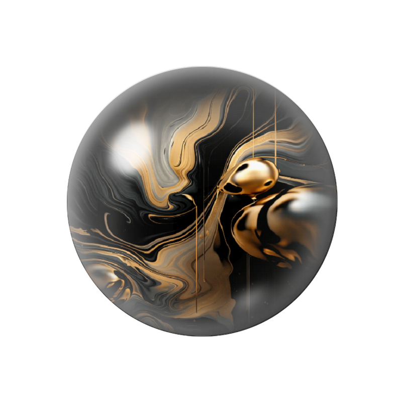 Cabochon en Verre Illustré Noir et Or 12 à 25mm