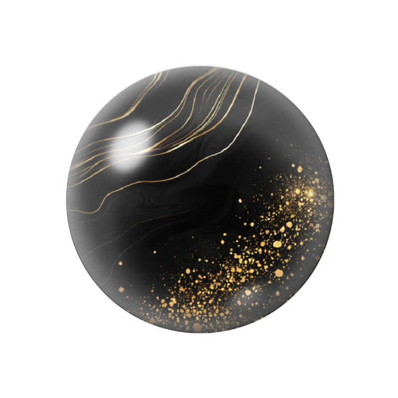 Cabochon en Verre Illustré Noir et Or 12 à 25mm