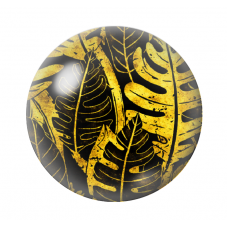 Cabochon en Verre Illustré Feuilles Noir et Or 12 à 25mm  pour la Création de Bijoux Fantaisie - DIY