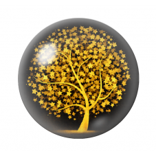 Cabochon en Verre Illustré Arbre Noir et Or 12 à 25mm  pour la Création de Bijoux Fantaisie - DIY