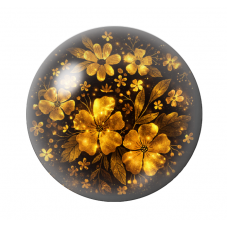 Cabochon en Verre Illustré Fleurs Noir et Or 12 à 25mm  pour la Création de Bijoux Fantaisie - DIY