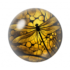 Cabochon en Verre Illustré Libellule Noir et Or 12 à 25mm  pour la Création de Bijoux Fantaisie - DIY
