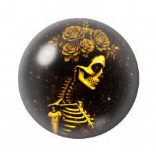 Cabochon en Verre Illustré Femme Squelette Gothique Noir et Or 12 à 25mm  pour la Création de Bijoux Fantaisie - DIY