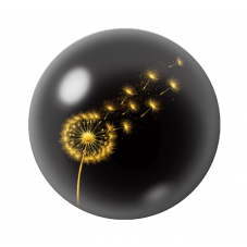Cabochon en Verre Illustré Pissenlit Noir et Or 12 à 25mm  pour la Création de Bijoux Fantaisie - DIY
