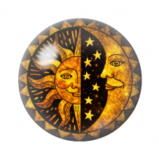 Cabochon en Verre Illustré Soleil Lune Noir et Or 12 à 25mm  pour la Création de Bijoux Fantaisie - DIY