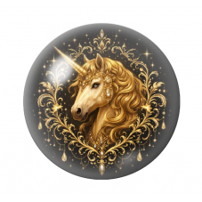 Cabochon en Verre Illustré Licorne Noir et Or 12 à 25mm  pour la Création de Bijoux Fantaisie - DIY