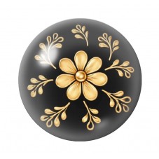 Cabochon en Verre Illustré Fleurs Noir et Or 12 à 25mm  pour la Création de Bijoux Fantaisie - DIY