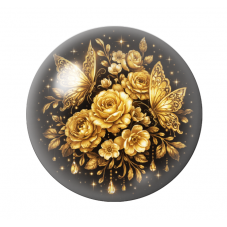 Cabochon en Verre Illustré Fleurs Papillons Noir et Or 12 à 25mm  pour la Création de Bijoux Fantaisie - DIY