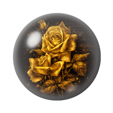 Cabochon en Verre Illustré Roses Noir et Or 12 à 25mm  pour la Création de Bijoux Fantaisie - DIY