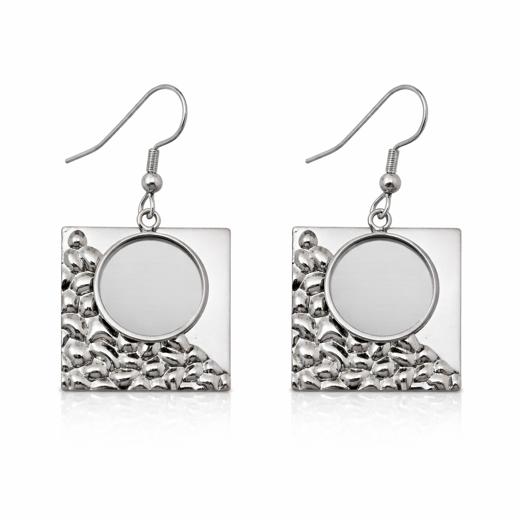 1 Paire de Support Boucle d'Oreille en Acier Inoxydable Argenté pour Cabochon 12mm