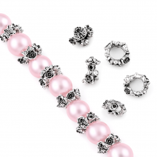 5 Perles Intercalaires Fleurs en Métal Argenté 12x11mm pour la Création de Bijoux Fantaisie - DIY