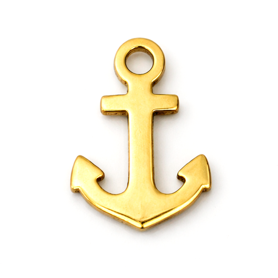 Breloque Ancre Marine en Acier Inoxydable Doré 9x6mm